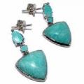 000 boucles oreilles en argent rhodieavec amazonite lapis et amethyste