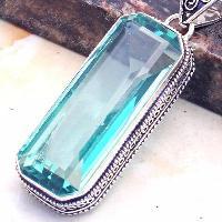 000 pendentif pendants 60mm aigue marine 21gr bleue 18x42mm bijou 1900 vente argent 925