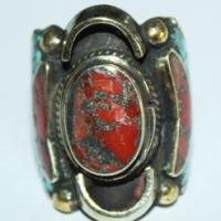 Af 0016 bague afghane medievale corail turquouoise ethnique 2 