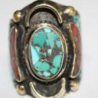 Af 0018 bague afghane medievale corail turquoise ethnique 4 