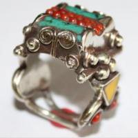 Af 0019 bague afghane ethnique medievale corail turquoise 1