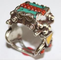 Af 0019 bague afghane ethnique medievale corail turquoise 1