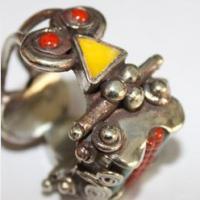 Af 0019 bague afghane ethnique medievale corail turquoise 2