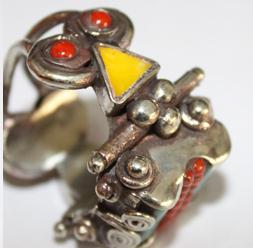 Af 0019 bague afghane ethnique medievale corail turquoise 2