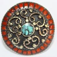 Af 0036 bague afghane ethnique medievale corail turquoise 2