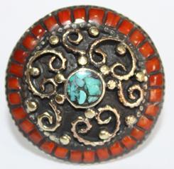 Af 0036 bague afghane ethnique medievale corail turquoise 2