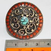 Af 0036 bague afghane ethnique medievale corail turquoise 5