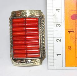 Af 0049 bague chevaliere afghane medievale corail turquoise 6