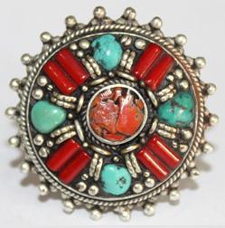 Af 0055 bague afghane medievale corail turquoise 2 1