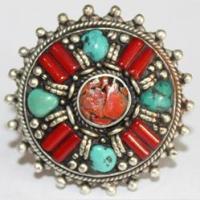 Af 0055 bague afghane medievale corail turquoise 2