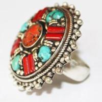 Af 0055 bague afghane medievale corail turquoise 5 1