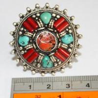 Af 0055 bague afghane medievale corail turquoise 6 1