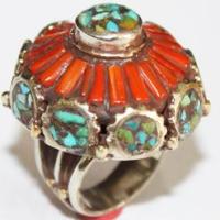 Af 0059 bague afghane corail tirquoise ethnique 1