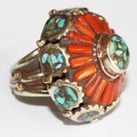 Af 0059 bague afghane corail tirquoise ethnique 2 