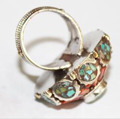 Af 0059 bague afghane corail tirquoise ethnique 3