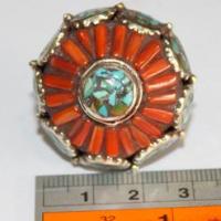 Af 0059 bague afghane corail tirquoise ethnique 5