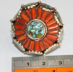 Af 0059 bague afghane corail tirquoise ethnique 5