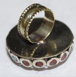 Af 0067 bague afghane medievale corail turquoise athnique 3