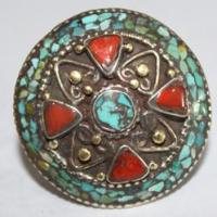 Af 0068 bague afghane medievale corail turquoise ethnique 4