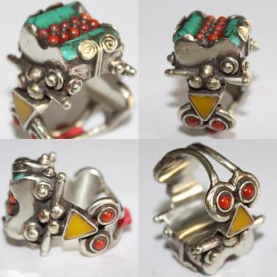 Af 0071 bague afghane ethnique medievale corail turquoise 1