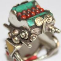Af 0071 bague afghane ethnique medievale corail turquoise 2