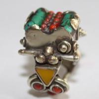 Af 0071 bague afghane ethnique medievale corail turquoise 3