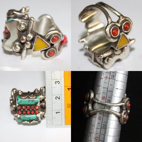 Af 0071 bague afghane ethnique medievale corail turquoise 4