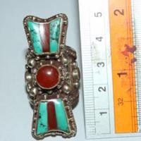 Af 0074 bague afghane ethnique medievale corail turquoise 5