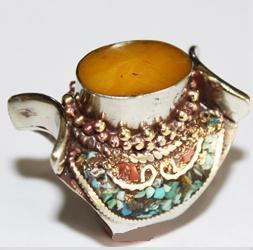 Af 0084 bague afghane ethnique medievale corail ambre turquoise 2