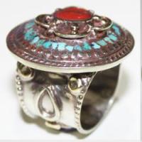 Af 0092 bague afghane medievale corail turquoise ethnique 3