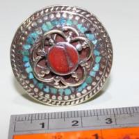 Af 0092 bague afghane medievale corail turquoise ethnique 6