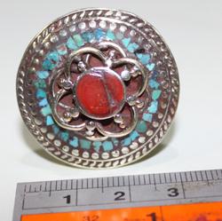 Af 0092 bague afghane medievale corail turquoise ethnique 6