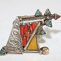 Af 0099 bague afghane turquoise cocrail ambre ethnique 2