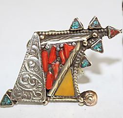 Af 0099 bague afghane turquoise cocrail ambre ethnique 2