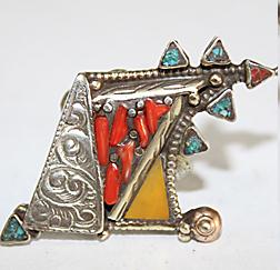 Af 0099 bague afghane turquoise cocrail ambre ethnique 2