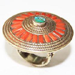 Af 0130 bague afghane ethnique medievale corail turquoise 3