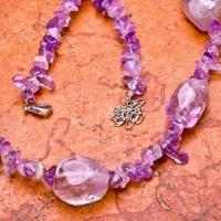 Am 0010c collier amethyste 52gr lithotherapie perles 15x20mm 48cm bijoux 1900