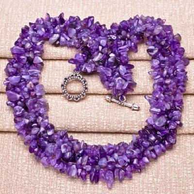 Am 0013d collier amethyste 145gr lithotherapie perles 6 10mm 48cm bijoux 1900