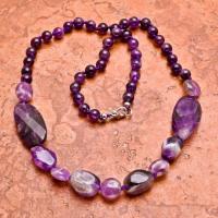 Am 0037a collier amethyste 42gr perles 50mm bijoux 1900