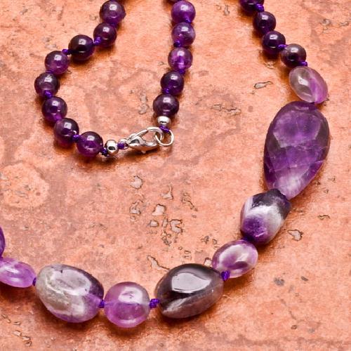 Am 0037c collier amethyste 42gr perles 50mm bijoux 1900