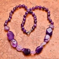 Am 0038a collier amethyste 40gr perles 50mm bijoux 1900