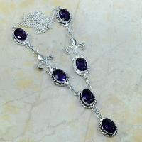 Am 1008a collier parure sautoir amethyste medieval verte bijou achat vente argent 925