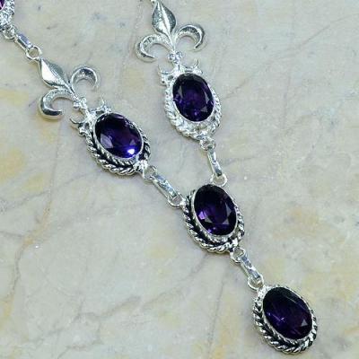 Am 1008a collier parure sautoir amethyste medieval verte bijou achat vente argent 925