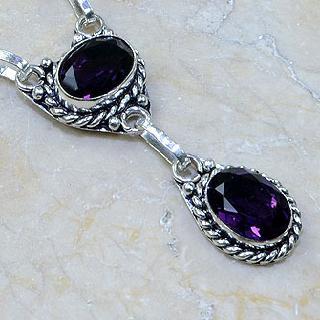 Am 1051a collier parure sautoir 1900 amethyste pourpre bijou achat vente argent 925