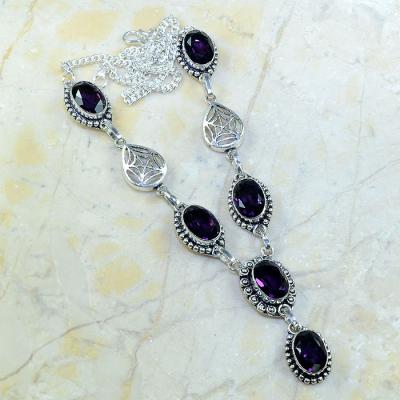 Am 1138a collier parure sautoir 1900 amethyste pourpre toile araignee bijou achat vente argent 925