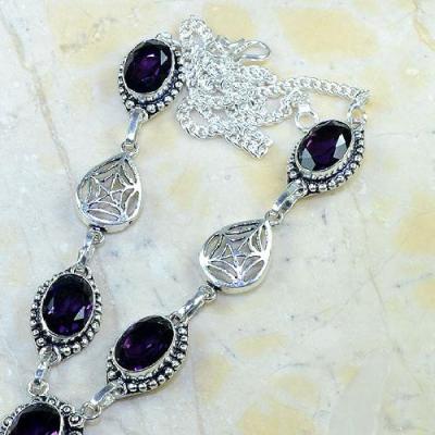 Am 1138a collier parure sautoir 1900 amethyste pourpre toile araignee bijou achat vente argent 925