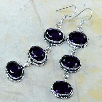 Am 1139b boucles pendants oreilles amethyste pourpre bijou achat vente argent 925