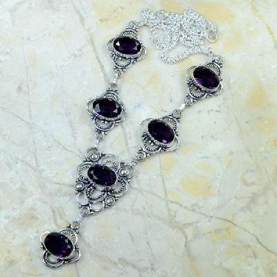 Am 1157b collier parure sautoir 1900 amethyste pourpre bijou achat vente argent 925