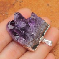 Am 1183b pendant pendentif amethyste geode pierre naturelle lithotherapie gemme bijou argent 925