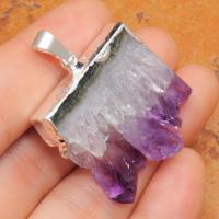 Am 1184a pendant pendentif amethyste geode pierre naturelle lithotherapie gemme bijou argent 925